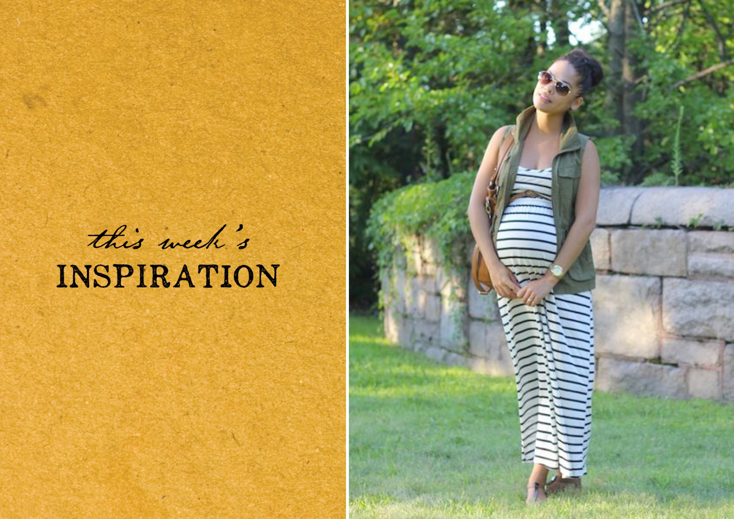 Black White and Olive Striped Maxi Dress Maternity Style_0001