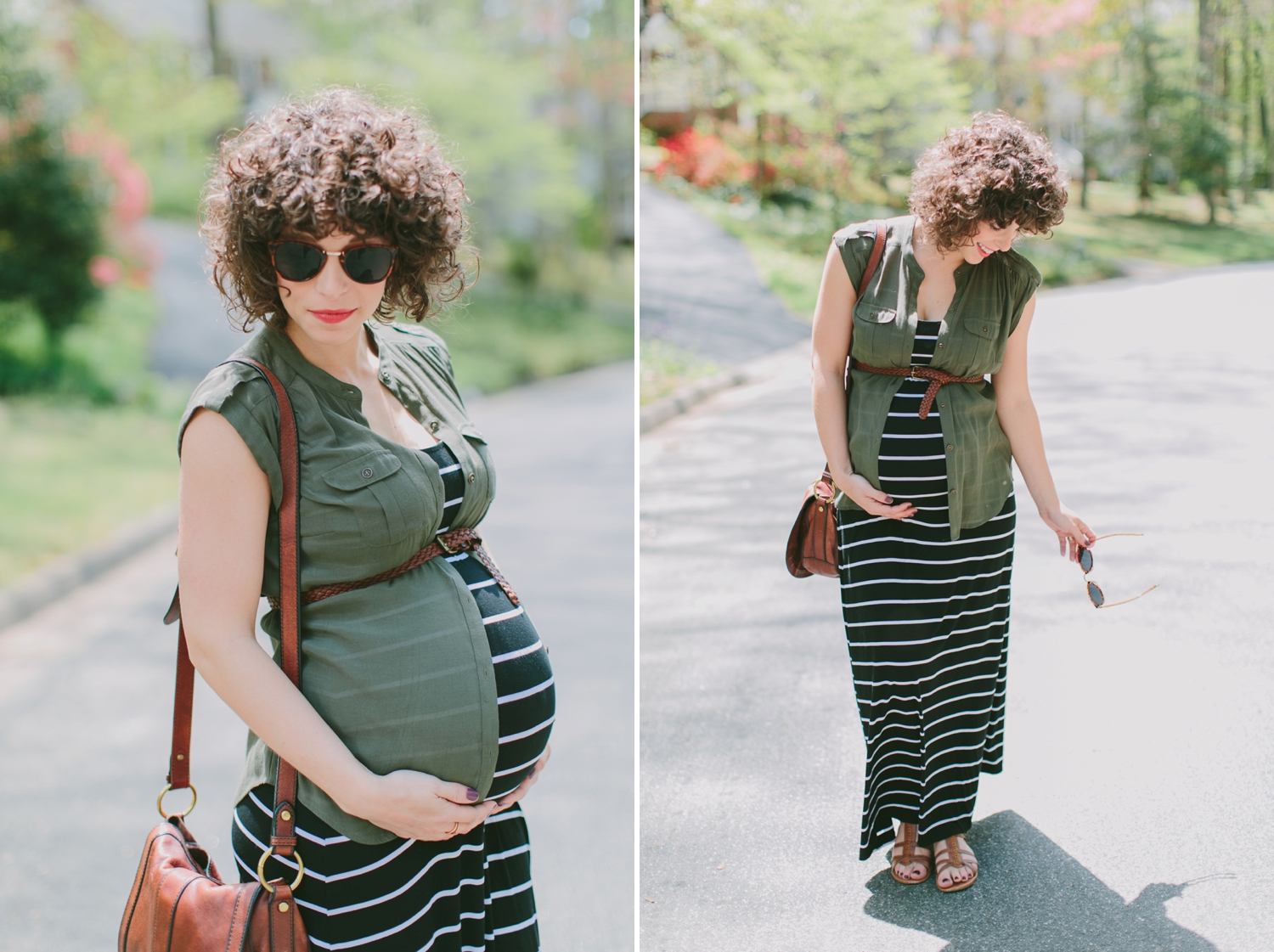 Black White and Olive Striped Maxi Dress Maternity Style_0007