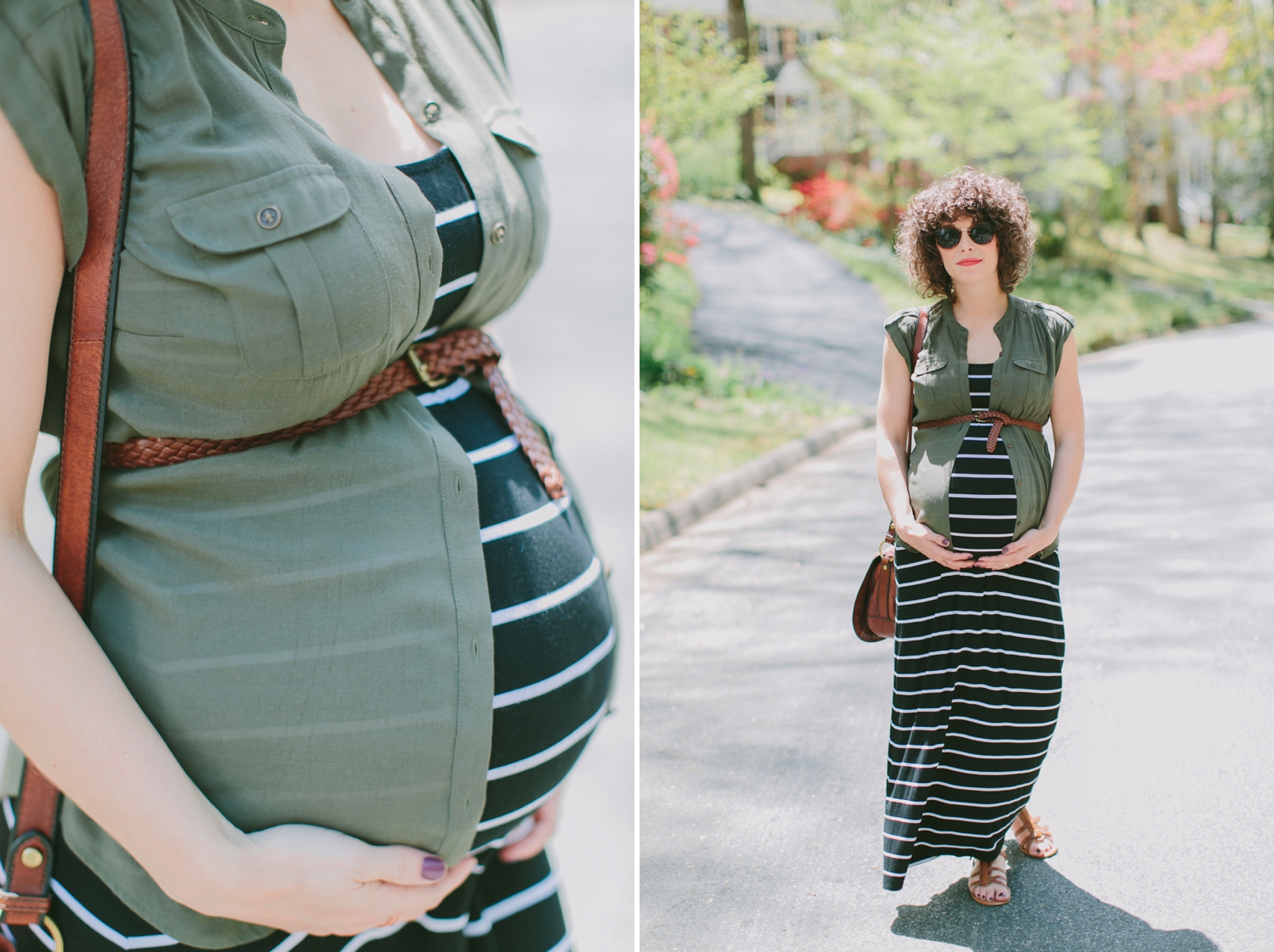 Black White and Olive Striped Maxi Dress Maternity Style_0011