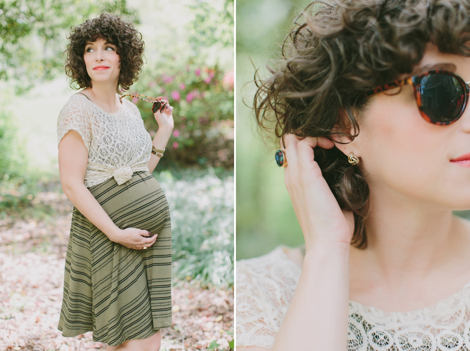 Boho Olive and Lace Maternity Dress Style_0004