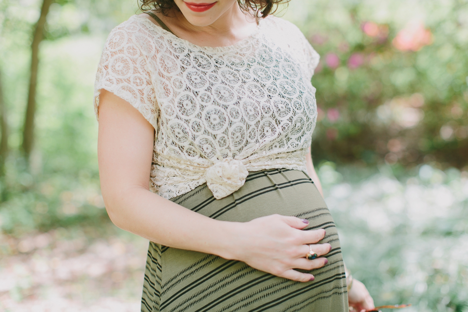 Boho Olive and Lace Maternity Dress Style_0007