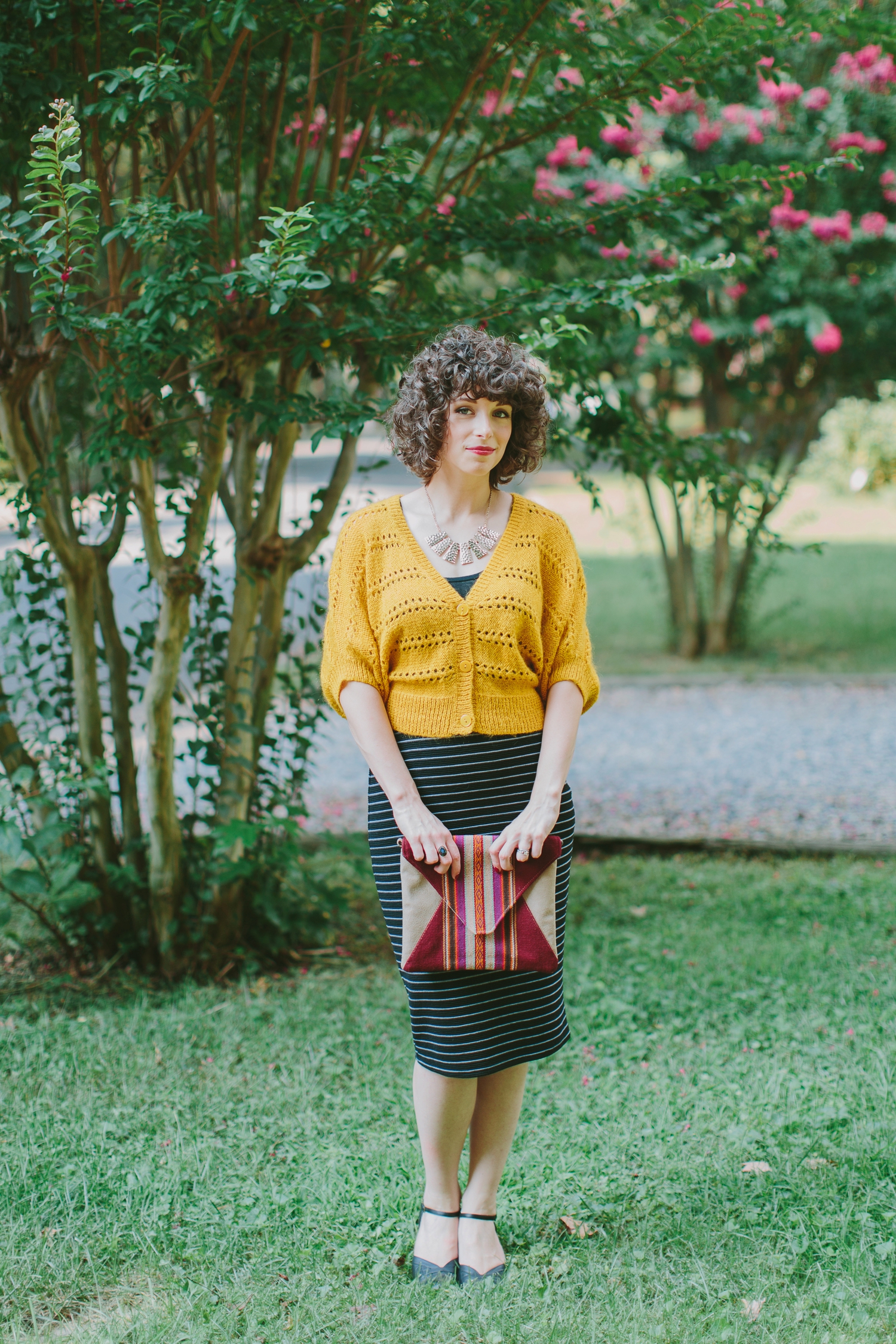 Wardrobe Wednesday Yellow Sweater and Striped Pencil Skirt_0002